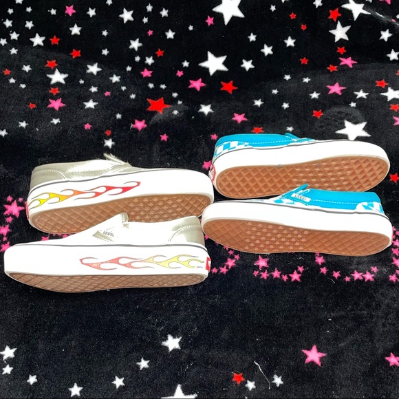 Vans little kids, size 13.5 checker slip-ons, Flame metallic silver slip-ons 🔥 - Picture 7 of 15